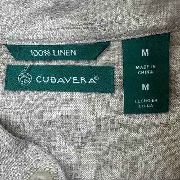 Cubavera Shirt Men Medium Off White 100%‎ Linen Classic Solid Relax Beach Summer - Picture 2 of 14